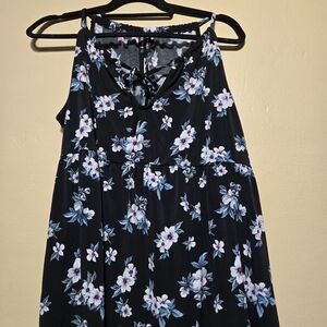 Floral Black Sleeveless Dress